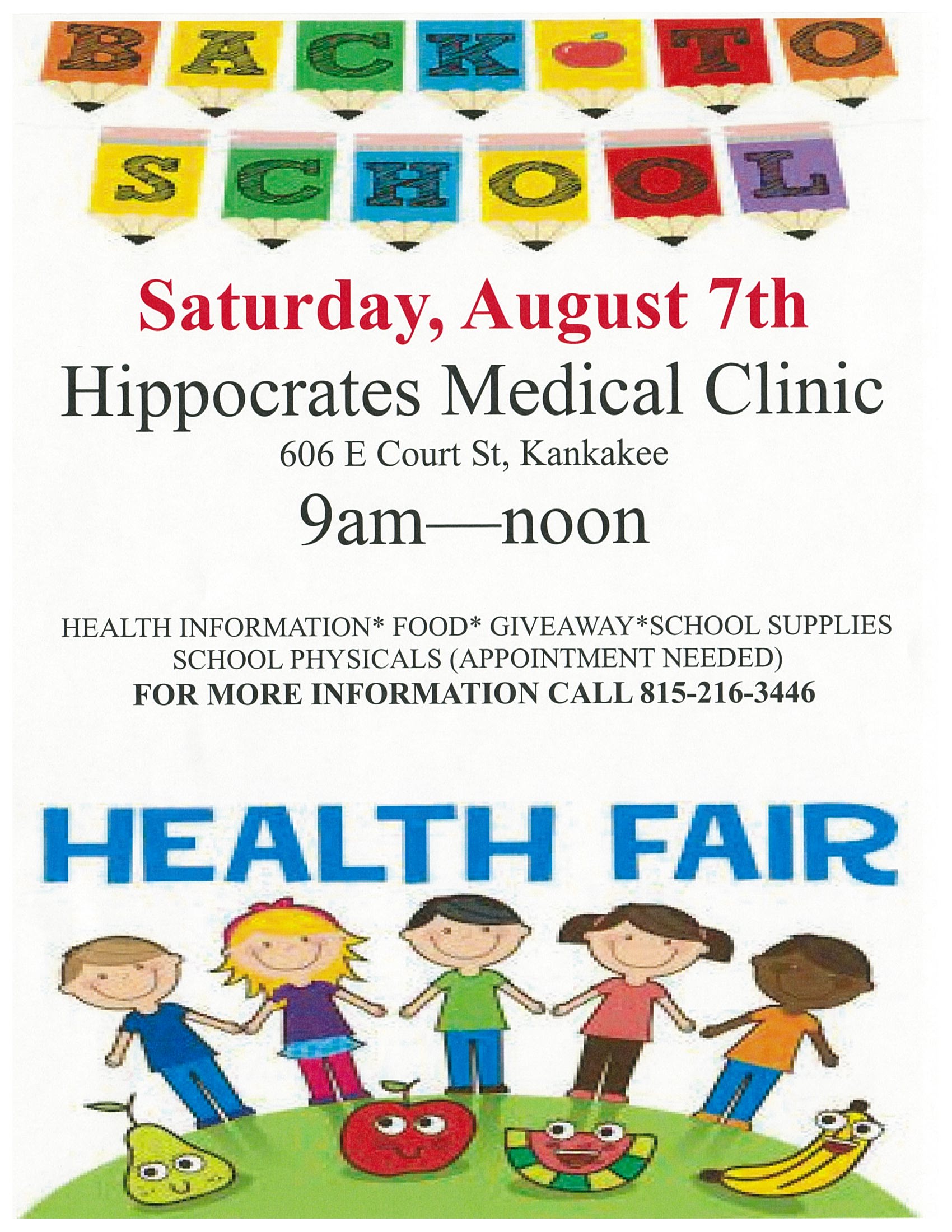 Hippocrates Medical Clinic Back to School Health Fair