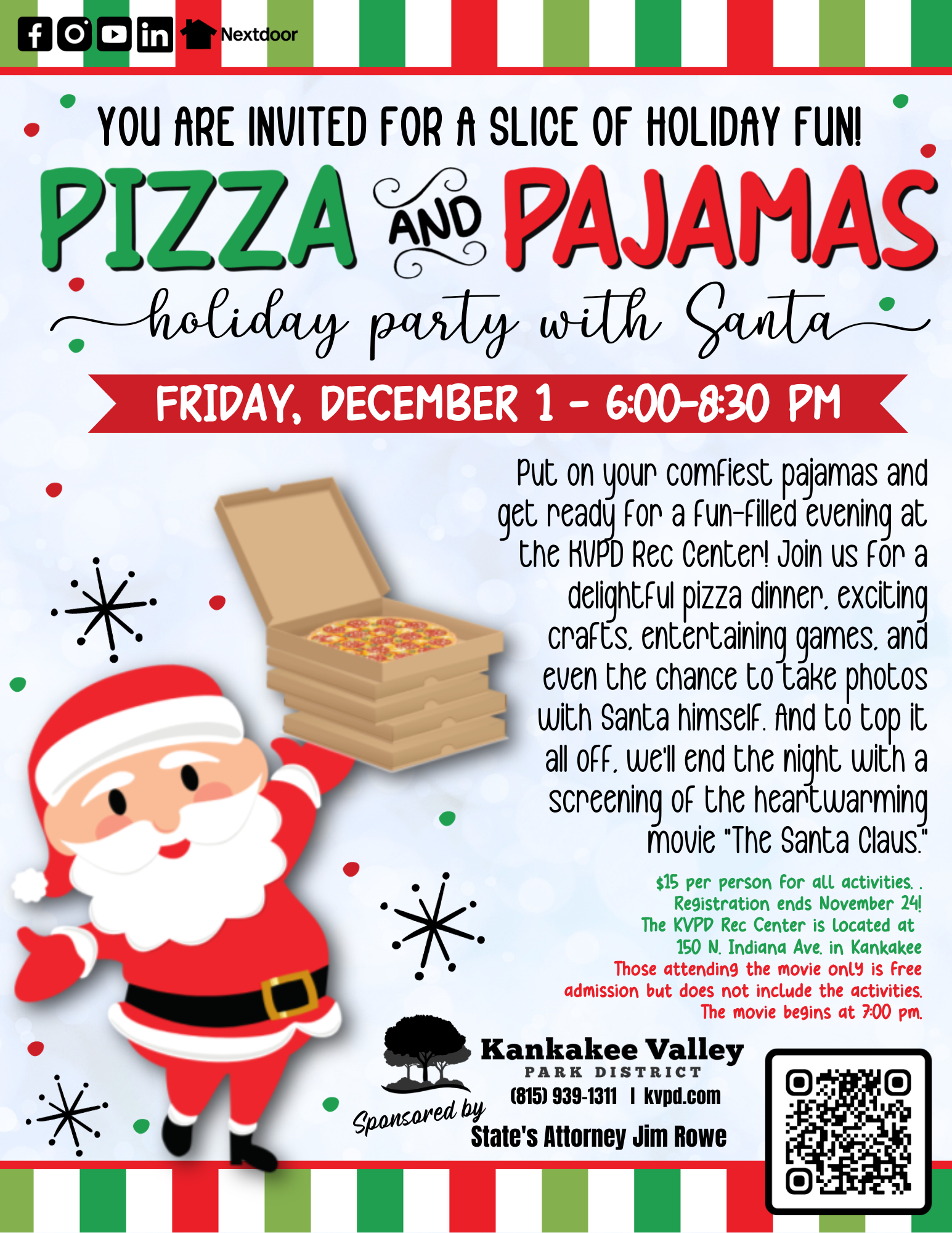 Pizza & Pajamas Holiday Party with Santa