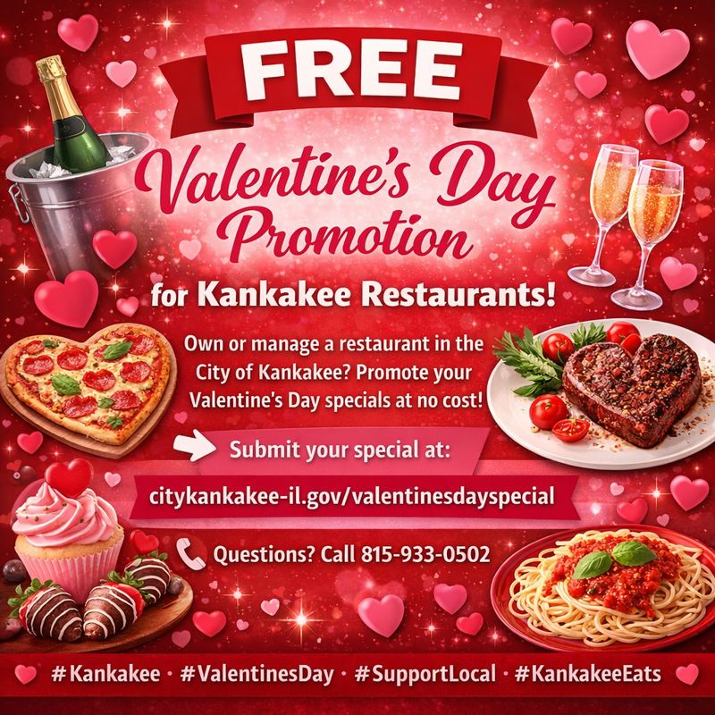 FREE Valentine’s Day Promotion for Kankakee Restaurants!