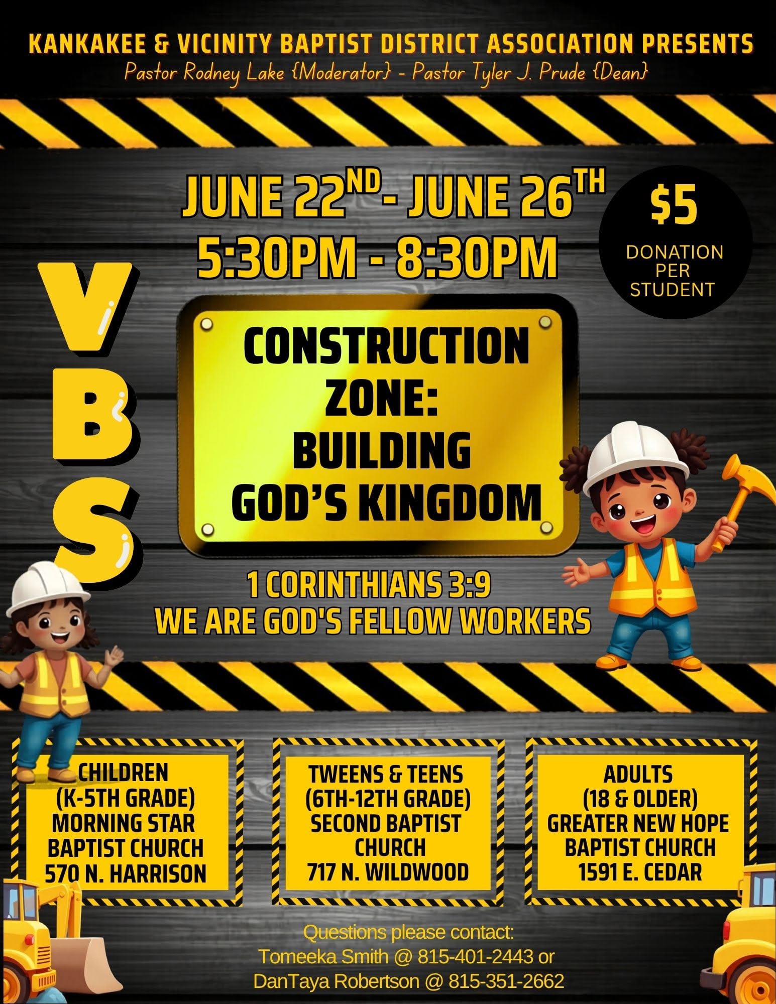 Kankakee & Vicinity Baptist District Association presents Combined VBS (for children & adults)