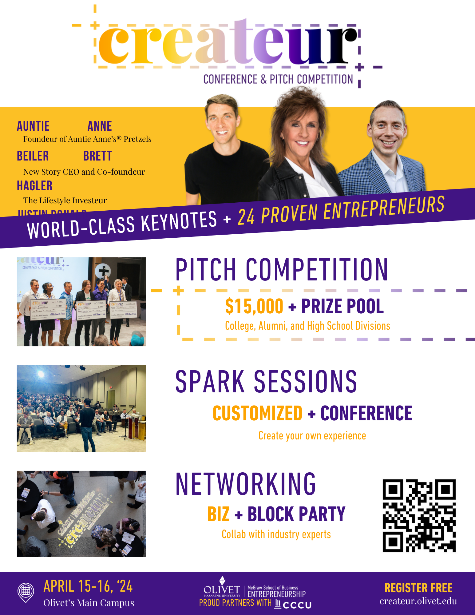 The Second Annual Createur Conference & Pitch Competition, presented by the McGraw School of Business at Olivet Nazarene University