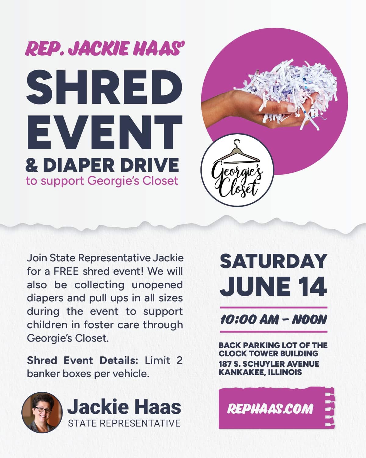 Representative Jackie Haas Shred Event & Diaper Drive