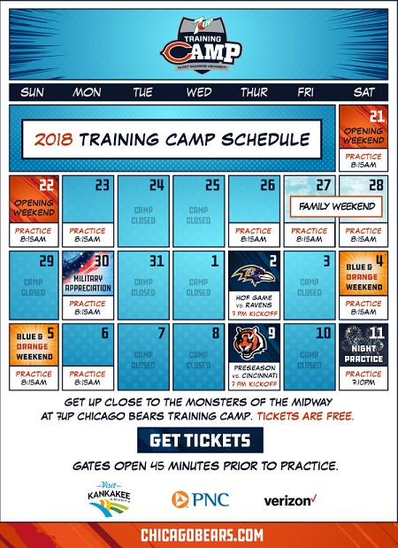 Chicago Bears Training Camp Schedule