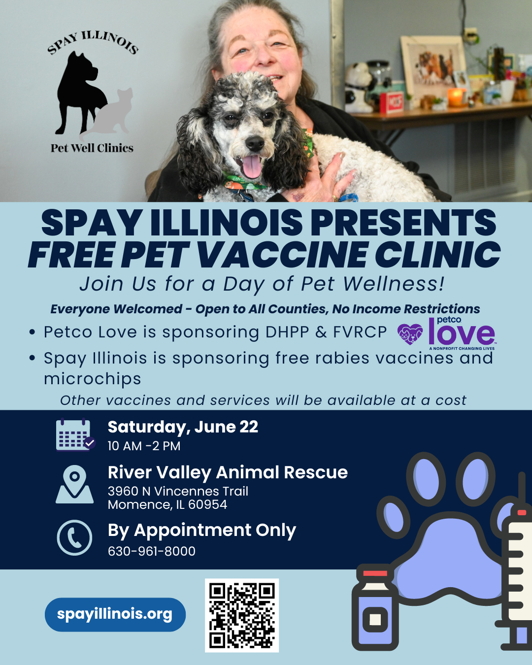 Spay Illinois Hosts Free Vaccine Clinic in Partnership with Petco Love at River Valley Animal Rescue