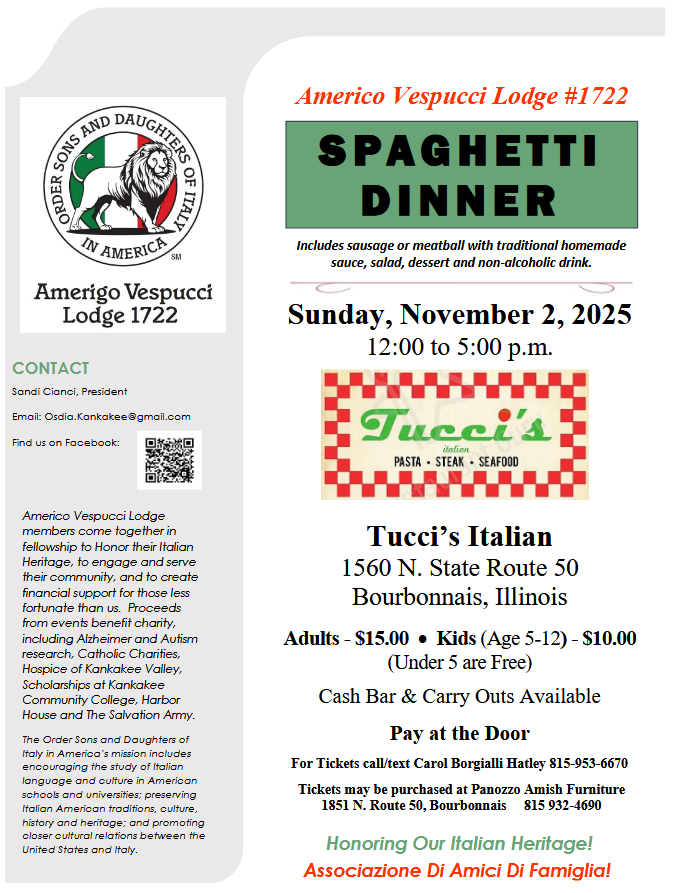 Americo Vespucci Lodge # 1722 Spaghetti Dinner