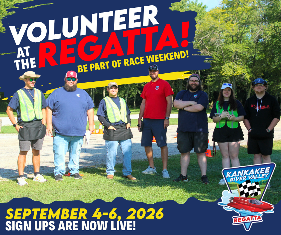Want to be right in the middle of race weekend? Volunteer at the Kankakee River Valley Regatta!