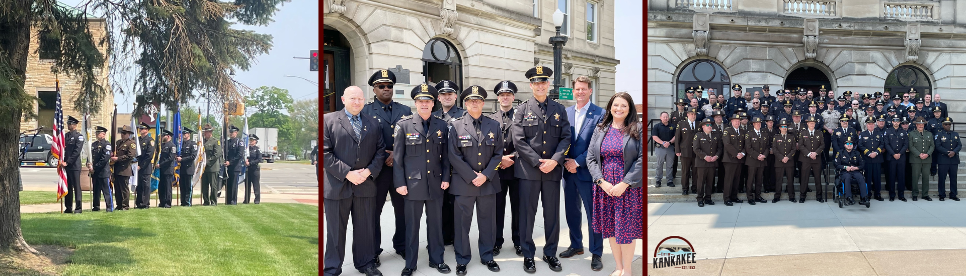 Today, the City of Kankakee Police Department joined community law enforcement officers at the Kankakee County Courthouse to honor those who gave the ultimate sacrifice. The City of Kankakee expresses its gratitude to our officers for taking on such a vital role in our community. Today we honor those lost and remember the impact of their legacies on our community.
